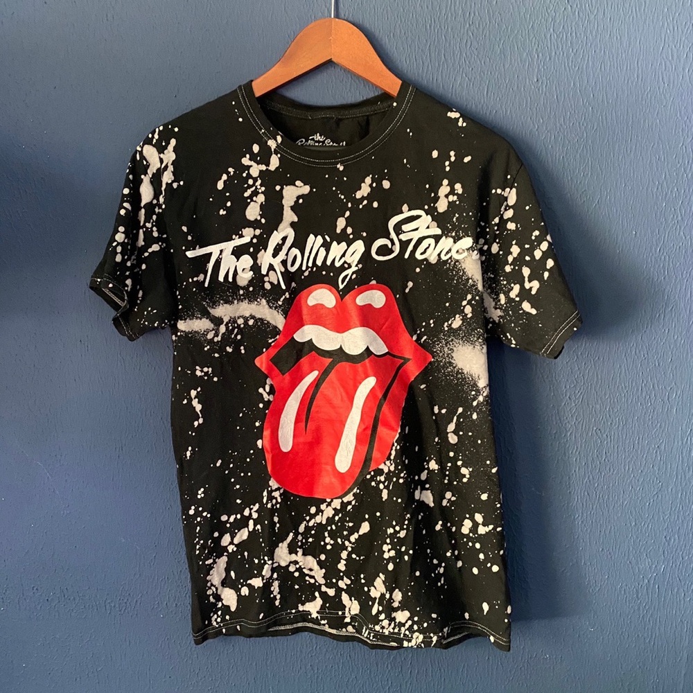 Rolling Stones graphic tee with bleach die effect